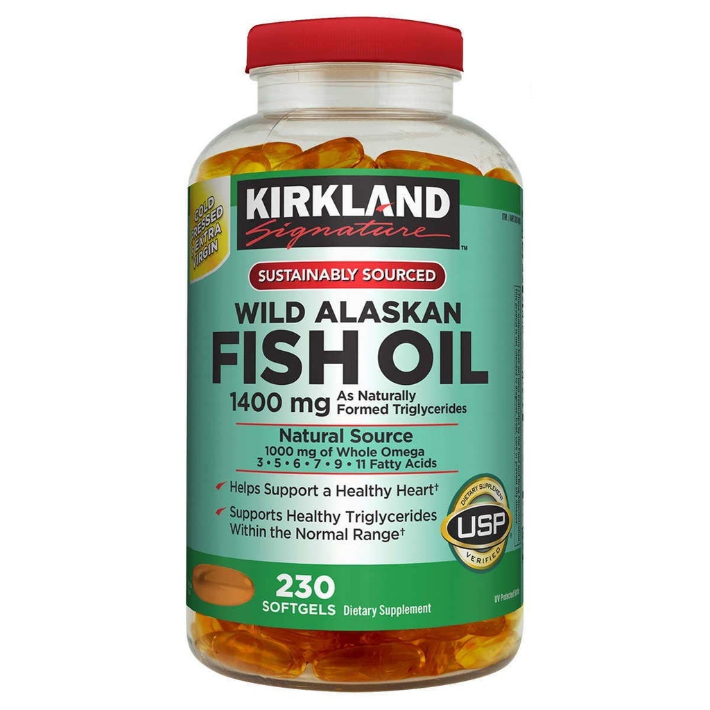 Kirkland Signature Kirkland Signature Wild Alaskan Fish Oil 1400 mg Dietary Supplement (Netcount 230 Soft Gels), 230Count ()