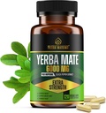 6000mg Extra Strength Yerba Mate High Potency, 60mg Caffeine Per Capsule, Extract Pills Suplementos para Energía Natural Limpia, Enfoque mejorado, Concentración, Nootropics, Made in USA - 120 Caps