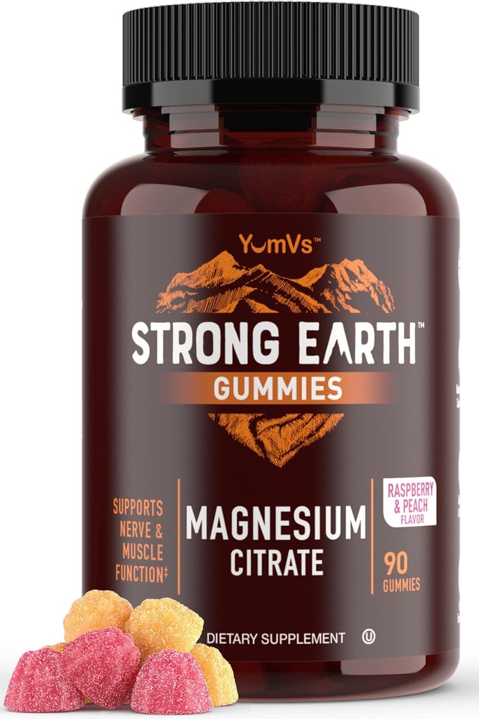 Tierra fuerte - Magnesium Citrate Gummies for Adults 250mg (90 Cuenta) - Calm Gummies - Vegan Magnesium Gummies - Suplemento para Mujeres, Hombres, Adolescentes