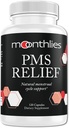 Moonthlies PMS Suplemento de Alivio para Mujeres Ciclo Menstrual Soporte - Saldo natural Mood Swings, Cuellos de Período, Bloating, Fatiga, Agua Retención, PMDD, Perimenopause (60 Day Supply 120 Capsules)