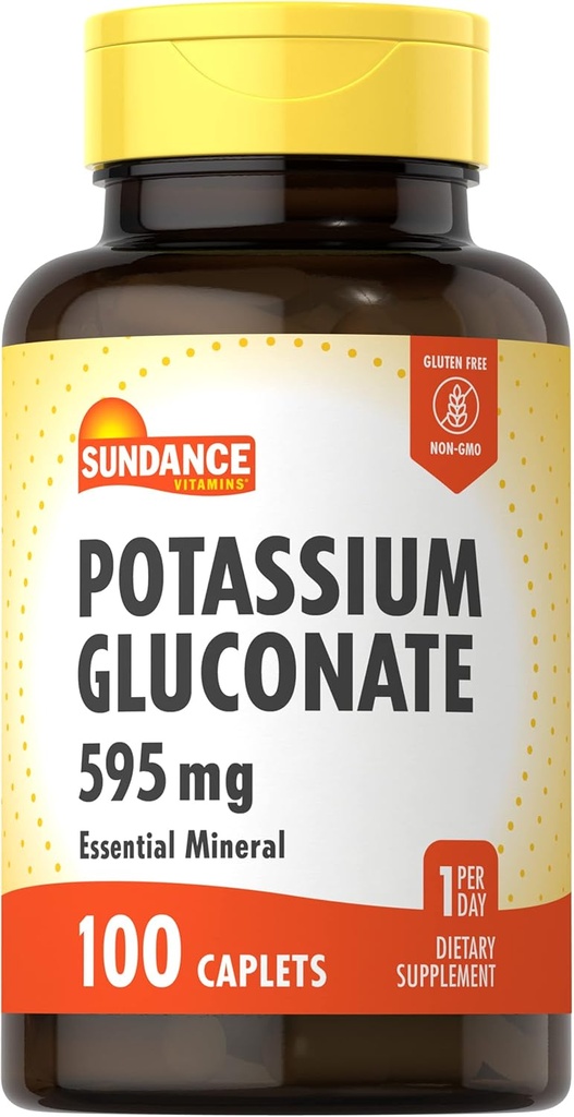 Sundance Potassium Gluconate 595mg Ø 100 Cuenta ← Suplemento Mineral Esencial Silencioso Vegetariano, No GMO y Fórmula Libre Gluten