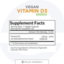 Vitamina Vegana D3 5000 UI Suplemento - Pura, Alta Potencia D3 Vitamina 5000 UI Suplementos para la Salud Inmune &amp; Huesos Fuertes Soporte - 120 cápsulas, proporcionando un suministro de 2 meses de VIT D3