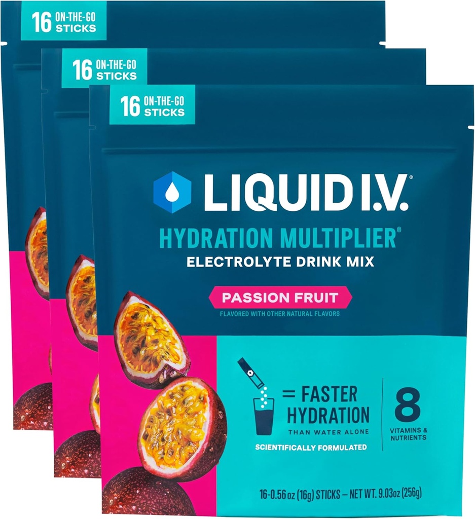 Líquido I.V.® Hydration Multiplier - Pasión Fruta ← Electrolyte Powder Drink Mix Silencio 3 Pack (48 Servings)