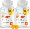 DR. MORITZ Vitamina D3 Gummies (5000 UI) con K2 - para adultos y niños - Vitamina D3 K2 Gummies for Immune Support &amp; Bone Health - Vegan, Sugar Free, Gluten Free (120 Conteo)