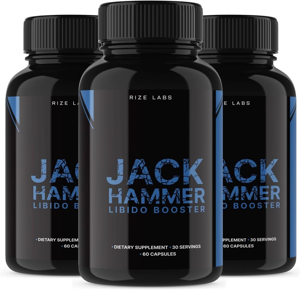 rize labs - Jack Hammer Libido Booster Suplemento para Hombres, Powerful All Natural Formula to Improve Performance (180 capsules)