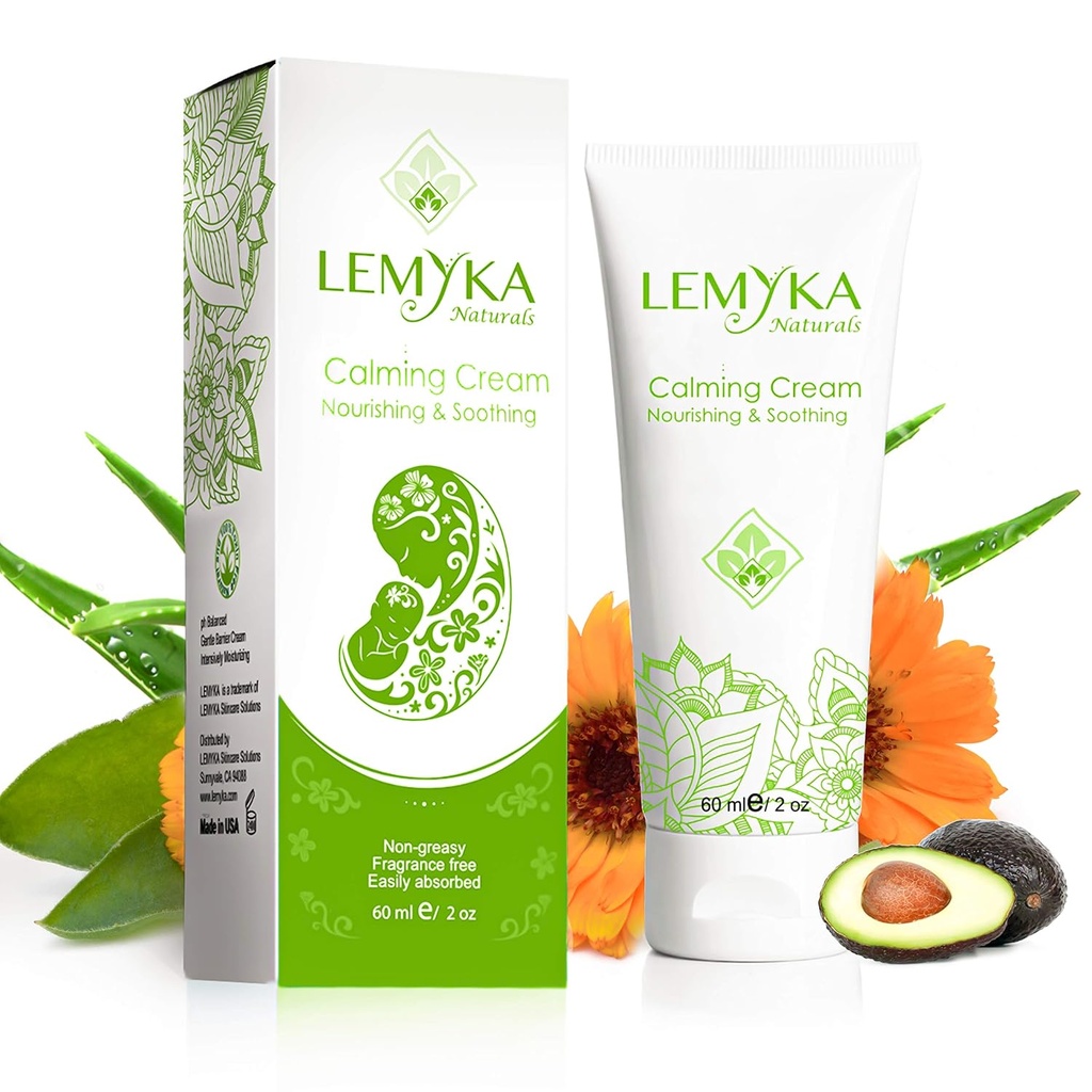 Crema de Eczema natural, Alivio de Itch para la dermatitis atópica, calmante &amp; intensamente hidratante, Esquí seco agrietado, ungüento anti Itch, 10X Aloe vera orgánica, ceramidas, LEMYKA, 2OZ