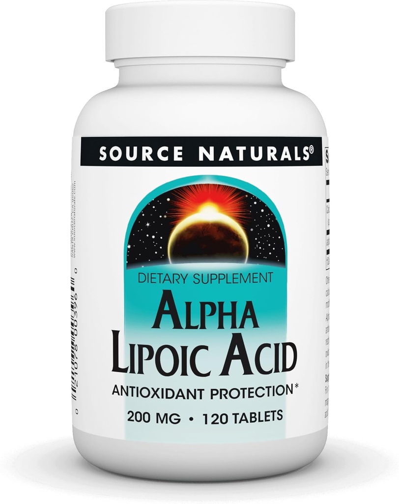 Fuente Naturales Ácido Lipoico alfa 200 mg Apoyo Metabolismo Sugar saludable, Función del hígado & Generación de energía - 120 Tabletas