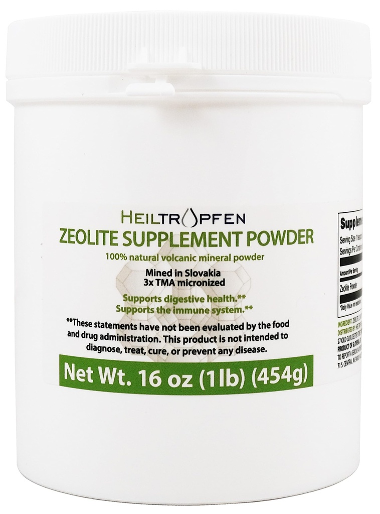 Heiltropfen Zeolite Powder ← Suplemento dietético Silencio 3X Activado Silencio 1 lb - 454 g Silencio Detox Silencio Clinoptilolite 94%+-3 Silencio Natural Mineral Dust  Ultra FINE Less-Than 2 μm