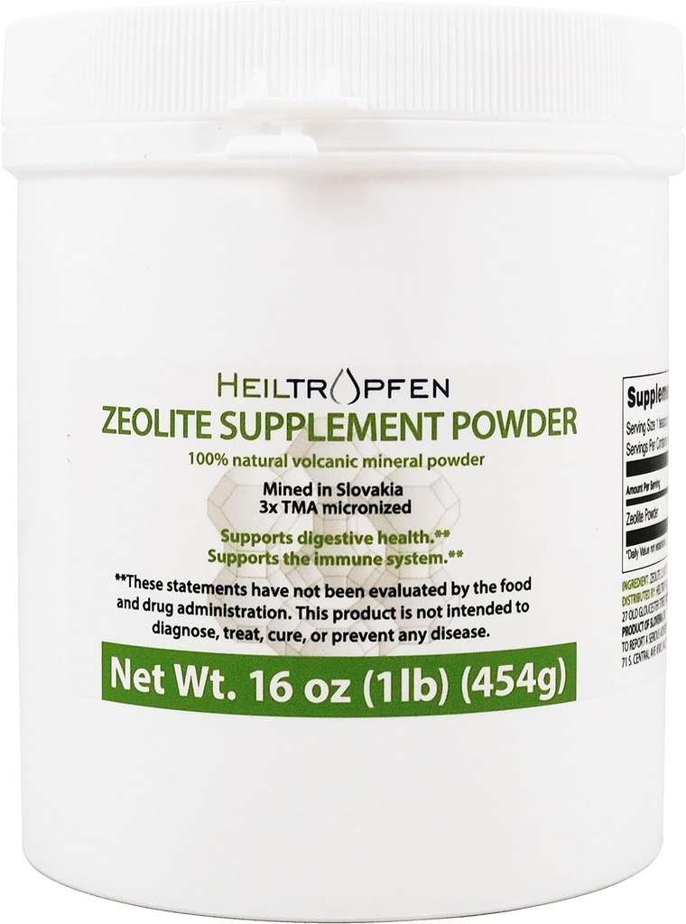 Heiltropfen Zeolite Powder ← Suplemento dietético Silencio 3X Activado Silencio 1 lb - 454 g Silencio Detox Silencio Clinoptilolite 94%+-3 Silencio Natural Mineral Dust  Ultra FINE Less-Than 2 μm