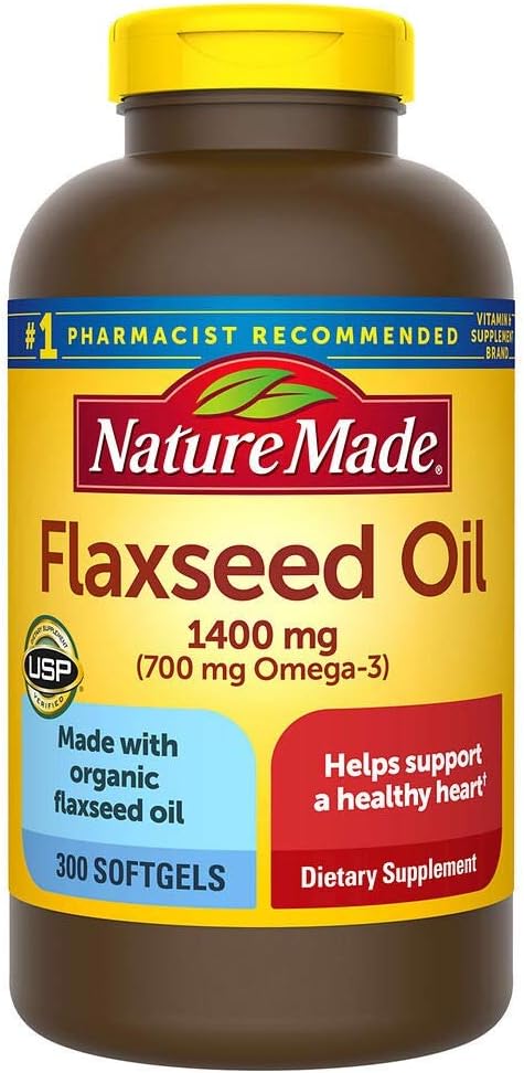Nature Made Organic Flaxseed Oil 1400 mg Omega-3 700 mg 300 Softgels