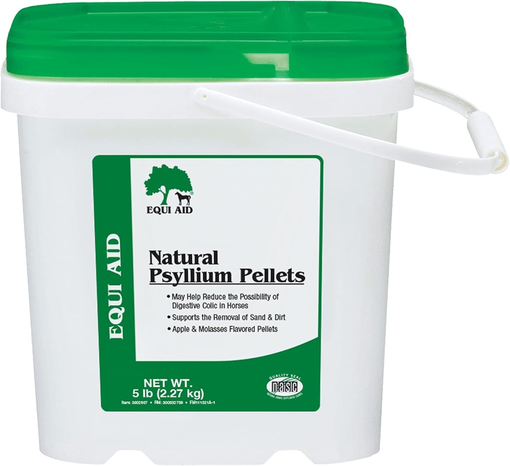 Farnam Equi Aid Natural Horse Psyllium Pellets Suplemento para Caballos, soporta la eliminación de arena &amp; ciervo Del Colon Ventral, 5 libras, 16 Scoops