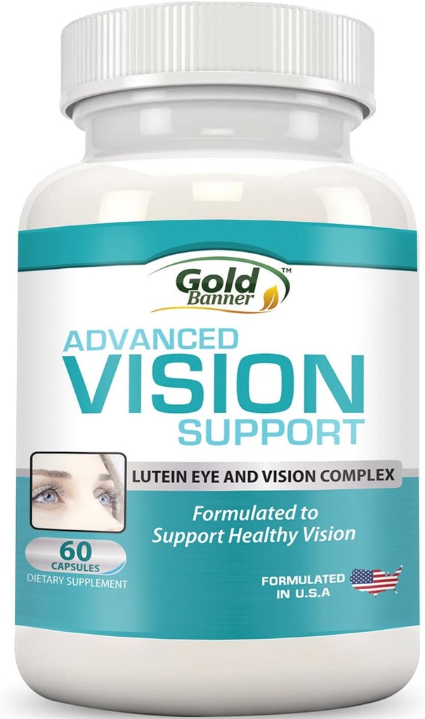 Advanced Vision Support - Lutein Eye & Vision Complex with Lutein, Bilberry, Zinc, Grapeseed & Essential Vitamins - All Natural Retina Capsules for Eye Health - Made in USA
