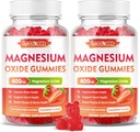 2 Pack Magnesium Oxide Gummies 400mg, Chewable Magnesium Oxide Supplement for Adults &amp; Kids, Nerve & Muscle Support, Non-GMO, Sugar-Free, Strawberry Flavor, 120 Conde