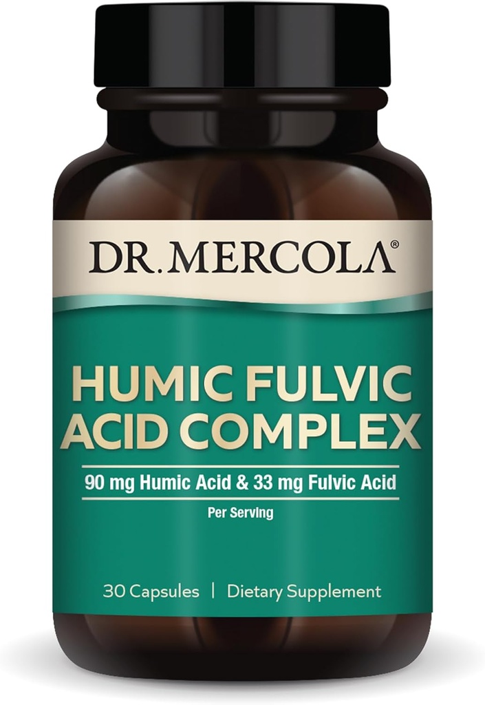 Dr. Mercola Humic Fulvic Acid Complex - Gut Health Support - Aids Occasional Bloating & Indigestion - Apoya también Immune, Brain & Cellular Health - Non-GMO & Gluten-Free - 30 Capsules (30 Serviciones)