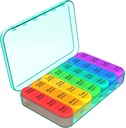 Organizador de píldoras Daviky 4 veces al día, caja de píldoras semanales caja de viaje, organizador diario de medicina 7 día, gran contenedor de píldoras para mantener vitaminas, píldoras, suplementos (cyan)
