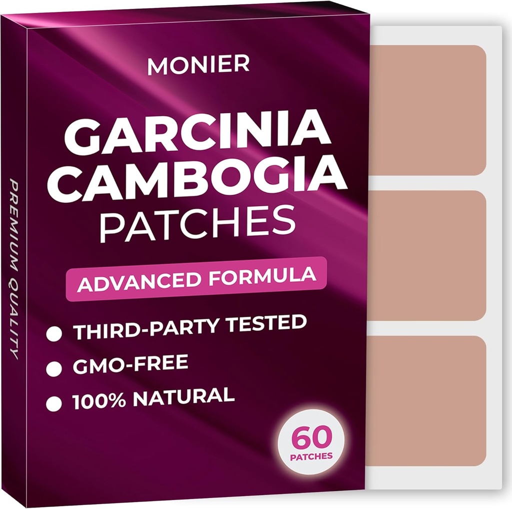 Garcinia Cambogia Patches (Pack of 60) - 100% Natural Patch for Women and Men - con B12 &amp; Potasio - Energía, Focus &amp; Body Support - Fórmula mejorada