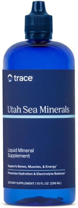 Trace Minerals Utah Sea Minerals - Suplemento Nutricional Líquido con Minerales Marítimos - Suplemento Energético con Minerales de Traza Iónica, Magnesio &amp; Más - Apoya la Salud del Corazón - 10 fl oz