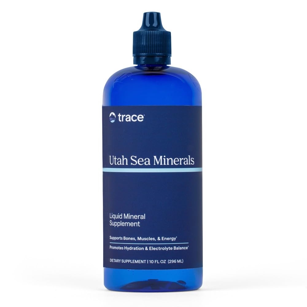 Trace Minerals Utah Sea Minerals - Suplemento Nutricional Líquido con Minerales Marítimos - Suplemento Energético con Minerales de Traza Iónica, Magnesio &amp; Más - Apoya la Salud del Corazón - 10 fl oz