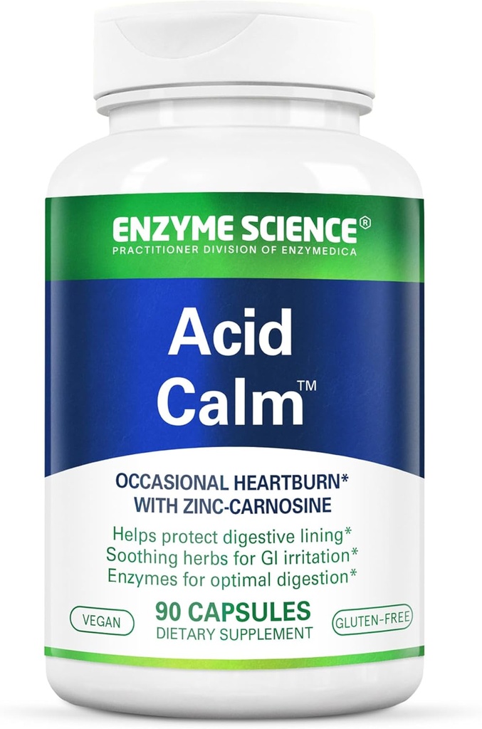 Enzyme Science Acid Calm, 90 cápsulas – para la acidez ocasional y la indigestión – Suplemento de la enzima – Ayuda digestiva – Capsulas vegetarianas