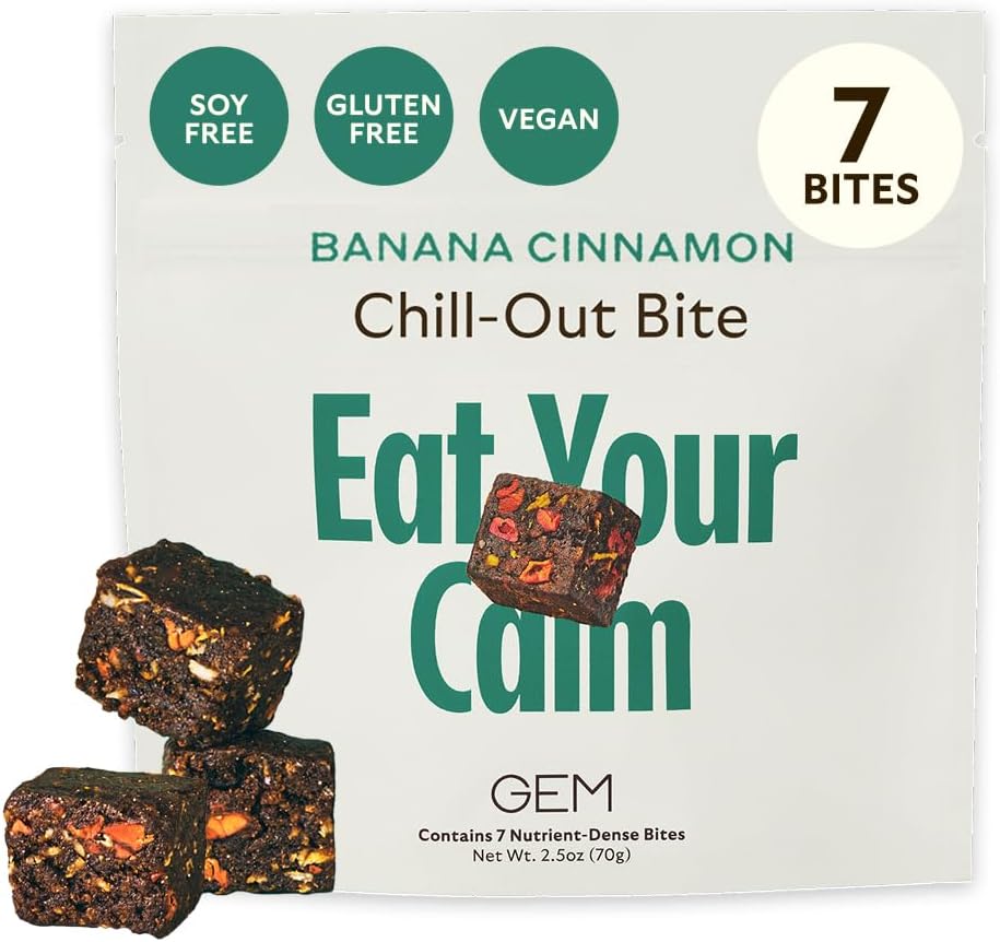 GEM Calm Essentials Vitamina con Magnesio para Estrés Soporte y Focus, Lemon Balm, Gluten Free, Vegan, Banana Cinnamon, 1 Pack de 7