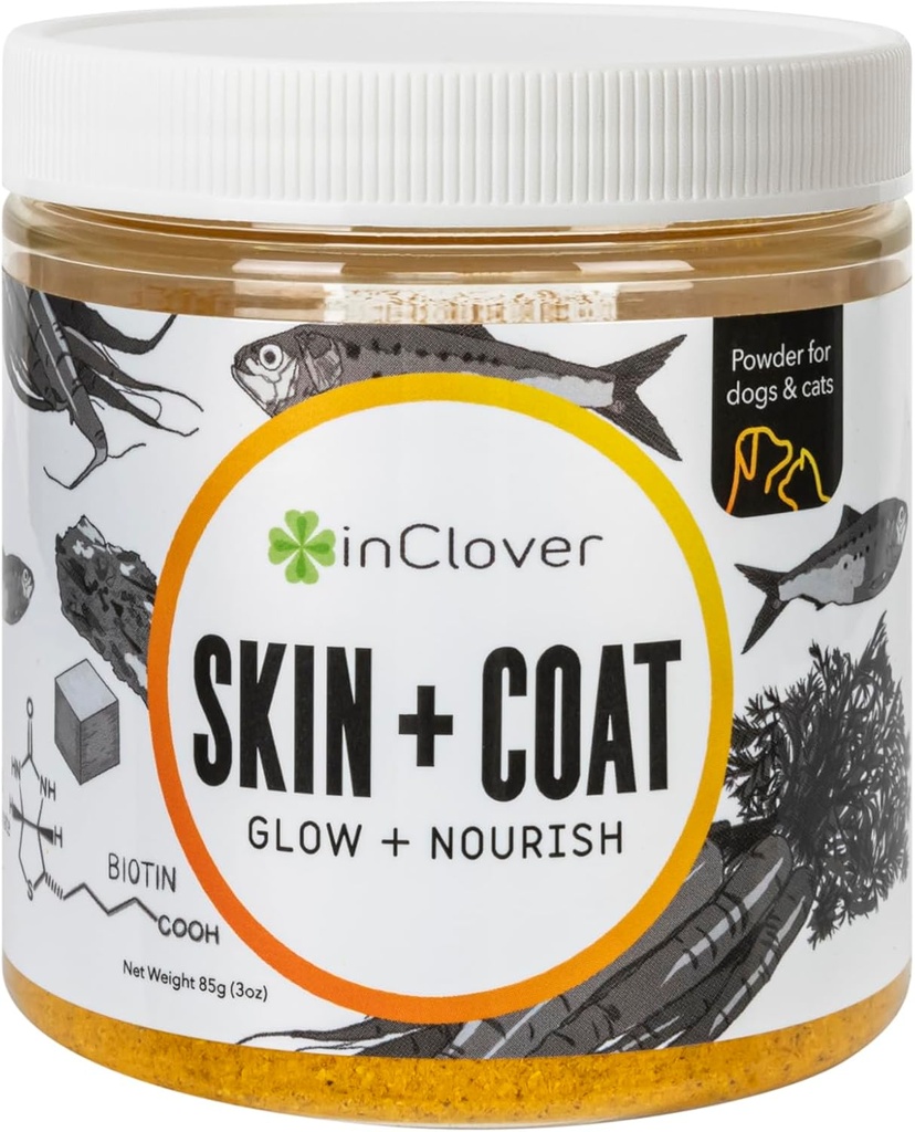 En Clover Dog Skin and Coat Supplement, BioRadiant Natural Supplement for Dogs, Healthy Skin and Coat, Fish Oil Alternative Uses Carrots, Coconut, Omega 3's, Biotin y Zinc Soothe Skin