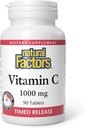 Factores naturales - Vitamina C 1000mg Time Release, Potent Antioxidant Protection, 90 Tablets