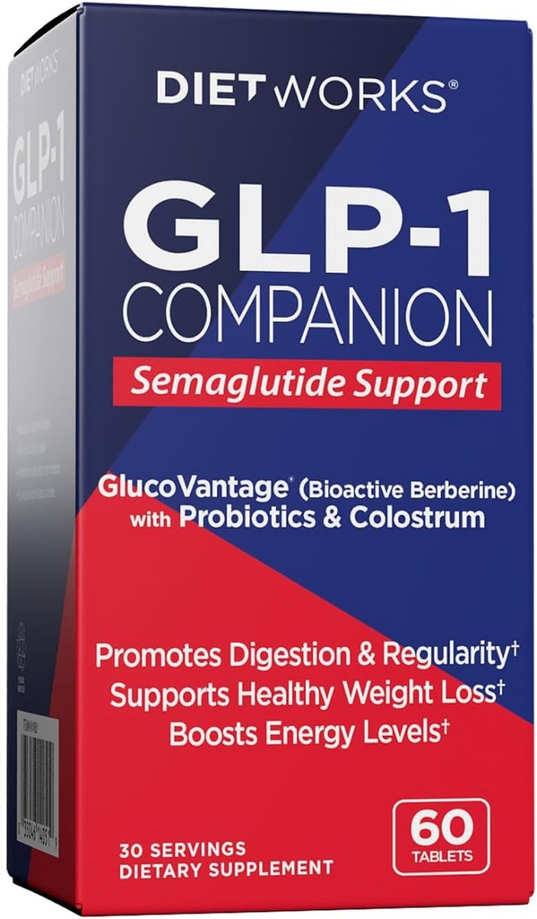 DietWorks GLP-1 Companion, Semaglutide Support, Promotes Digestion and Regularity, Boosts Energy Levels, 60 Tablets