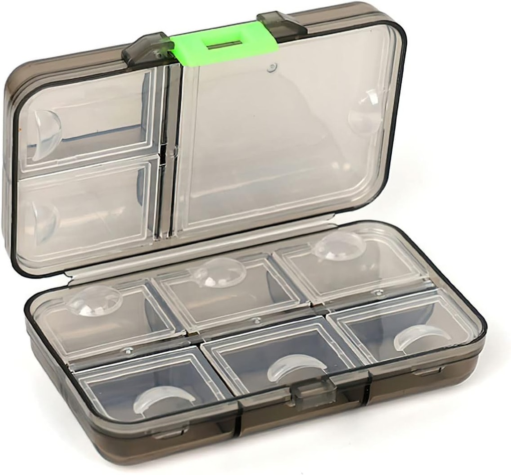 Pill Organizer, Portable Pill Dispenser,9 compartments Moisture-Proof Pill Box for Purse Vitamins, Medicine, Fish Oil,Travel Pill Organizer (Grey)