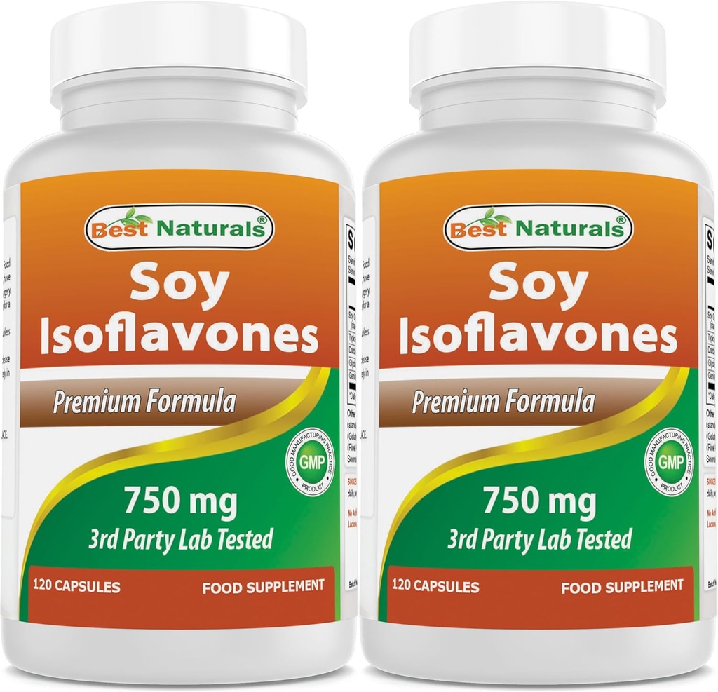 Best Naturals Soy Isoflavones 750 mg 120 Capsules (120 Conde (Pack of 2))