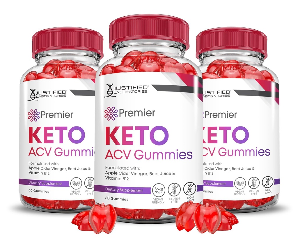 Laboratorios Justificados (3 Pack Premier Keto ACV Gummies Premier Keto Gummies Advanced 1000MG Apple Sider Vinegar Formulado con Pomegranate Beet Juice Powder B12 Vegan Non GMO 180 Gummys