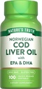 La verdad de la naturaleza Norwegian Cod Liver Oil ← 100 Softgels Silencio con EPA " DHA Silenciosa No GMO " Gluten Free Supplement