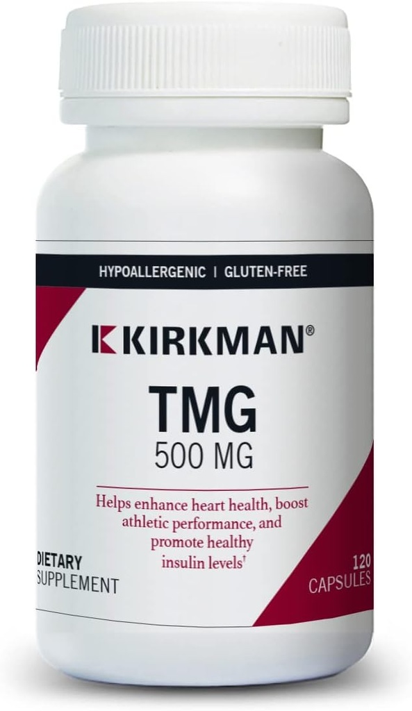 Kirkman TMG 500 mg - hipoalergénico -120 cápsulas vegetarianas - Trimetilglicina - Gluten Gratis - Casein Gratis