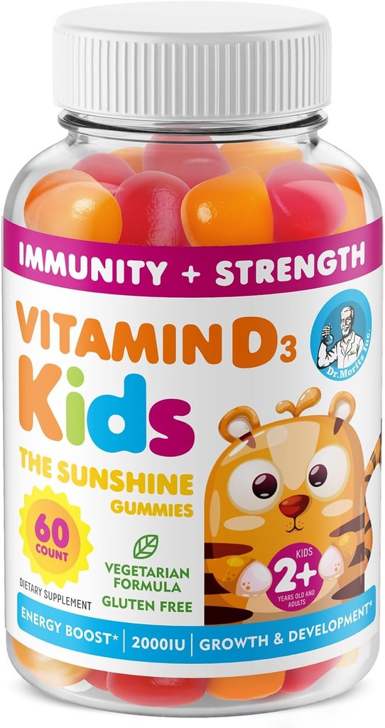 Vitamina D3 Gummies for Kids &amp; Adults 2000 UI - High-Absorption Vitamin D Kids Gummies Suplementos - Vegetariano, Immune Support D3 for Adults &amp; Kids (60 Cuenta)
