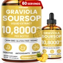 Graviola Soursop Leaf Extract Liquid - Soursop Bitters Liquid, Support Immune, Relax, Liver and Sleep, Sugar " Alcohol-Free, Highly Absorbable Formula, Pineapple Flavor, 2 Fl Oz