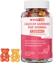 Calcio Gummies for Women 1200 mg, Fórmula Única con Folate, B6, B12, D3, Magnesio, Zinc, Calcio Citrate Suplemento Chewable para Bone, Skin Health, 60 Condes