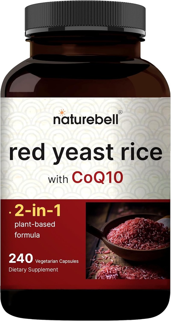 Rice de levadura roja con CoQ10, 240 cápsulas vegetarianas ← Advanced Heart Health Herbal Supplement – Antioxidant Support for Energy & Heart Health – Non-GMO