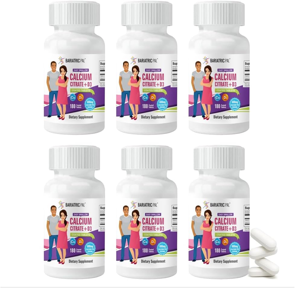 BariatricPal Easy Swallow Calcium Citrate (600mg) y D3 Coated Tablets (180-Day Supply)