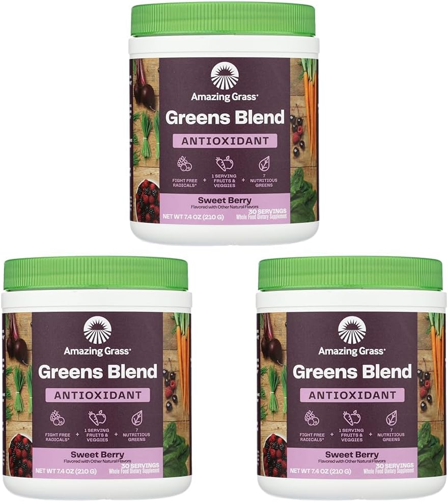 Increíble Grass Sweet Berry Antioxidant Superfood Powder, 7.4 OZ (Pack of 3)