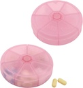Organizador semanal portátil de píldoras de 7 días Container, caja de la pila redonda Travel Friendly, Caja de recordatorio de la semana diaria, vitamina libre de BPA, suplemento, aceite de pescado, Planificador de medicamentos (Pink)