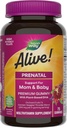 ¡El Camino de la Naturaleza Alive! Prenatal Premium Gummy Multivitamin, Folate de alta potencia, DHA de base vegetal, vegetariano, fresa y sabor limón, 75 Gummies