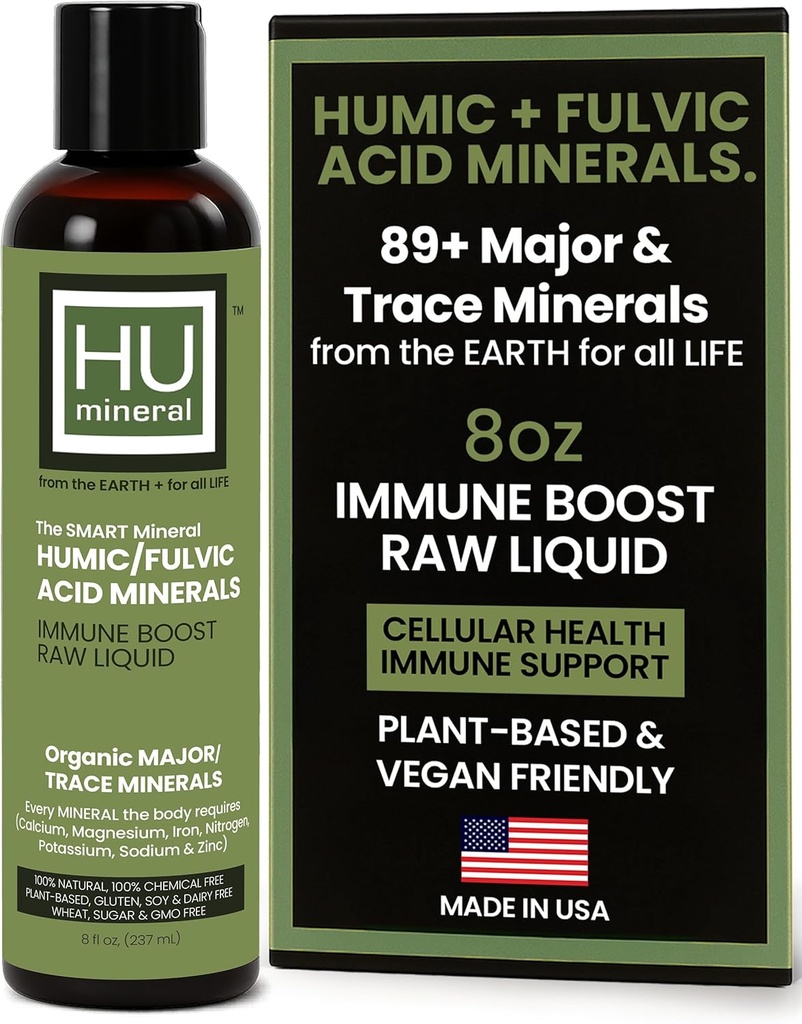 Mineral líquido crudo – Ácido húdico orgánico " Ácido Fulvico– Suplemento de Electrolitos " Principales " Minerales Trace " – Base vegetal para el apoyo a la inmuna, Gut " Detox (8 oz)