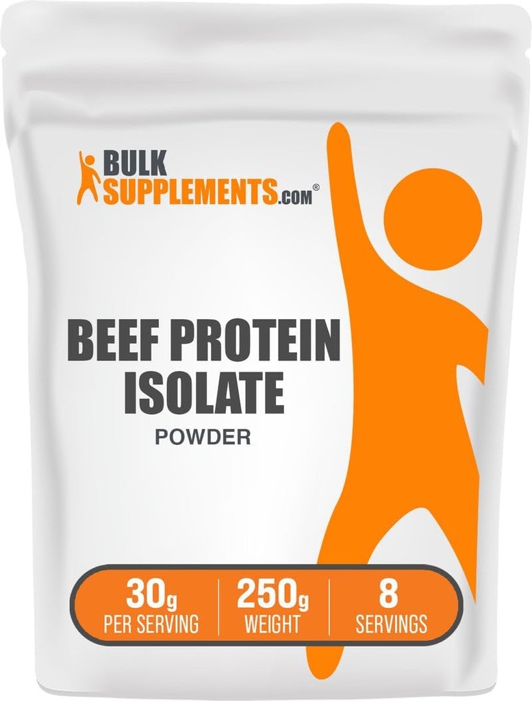 BulkSupplements.com Polvo de proteína de carne de res - Polvo de proteína libre de lactosa, polvo de proteína de carne - libre de sabor, 30g por ser, 250g (8.8 oz) (Pack de 1)