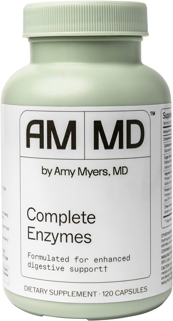 Amy Myers MD Enzymes completas - Gut Care &amp; Digestive Health Support Suplemento - Daily Healthy Microbiome Support Suplemento nutricional - 120 cápsulas