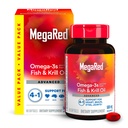 Megared Omega-3 Fish Oil + alta absorción Krill Oil 500mg Softgels, MegaRed Advanced 4in1 (80 cuentan en una botella) Concentrado Omega-3 Fish & Krill Oil Suplemento