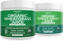 Orgánica Wheatgrass Juice Powder Plus Orgánica Barley Grass Juice Powder - USA Grown in Volcanic Utah Soil, Both Raw Form & 5.3 oz