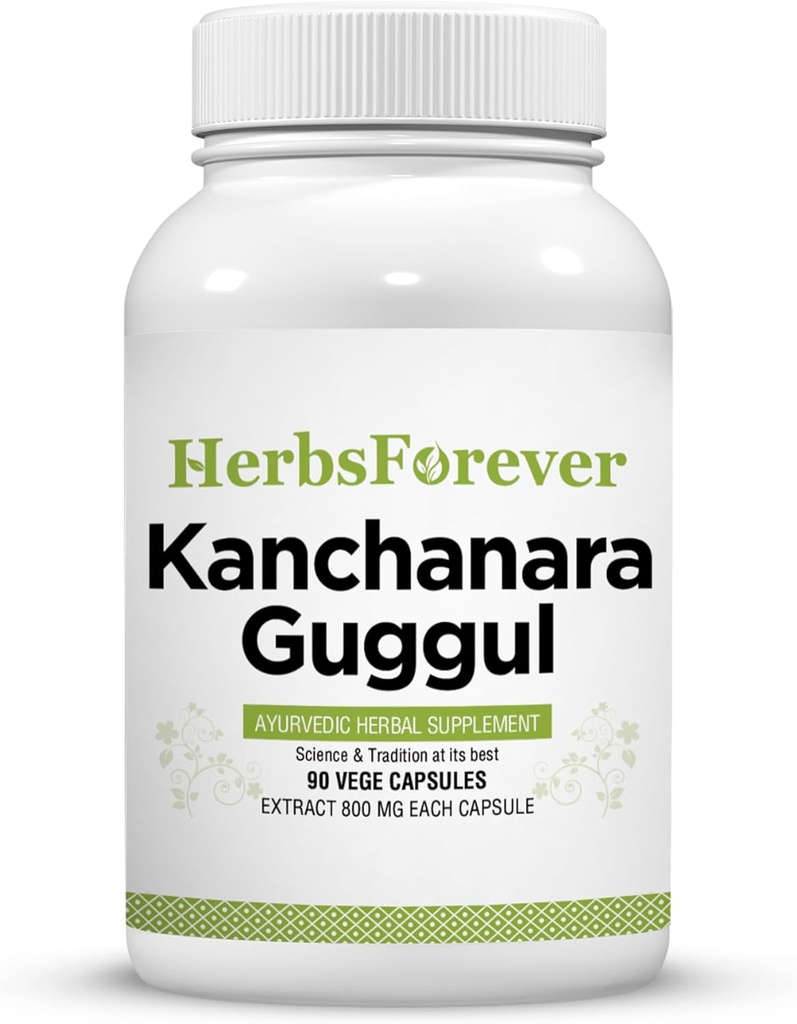 Herbsforever Kanchnara Guggul | Ayurvedic Herbal Supplement, 90 Veg Capsules, 800mg Each | Traditional Wellness Support | Natural Ingredients | Non-GMO & Vegan