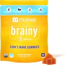 Mushie 100% Organic Lion’s Mane Mushroom Gummies - 2000mg (75mg A &amp; B-Glucans) para la salud cerebral, Focus &amp; Memory - 60 Organic Lions Mane Gummies for Adults &amp; Kids