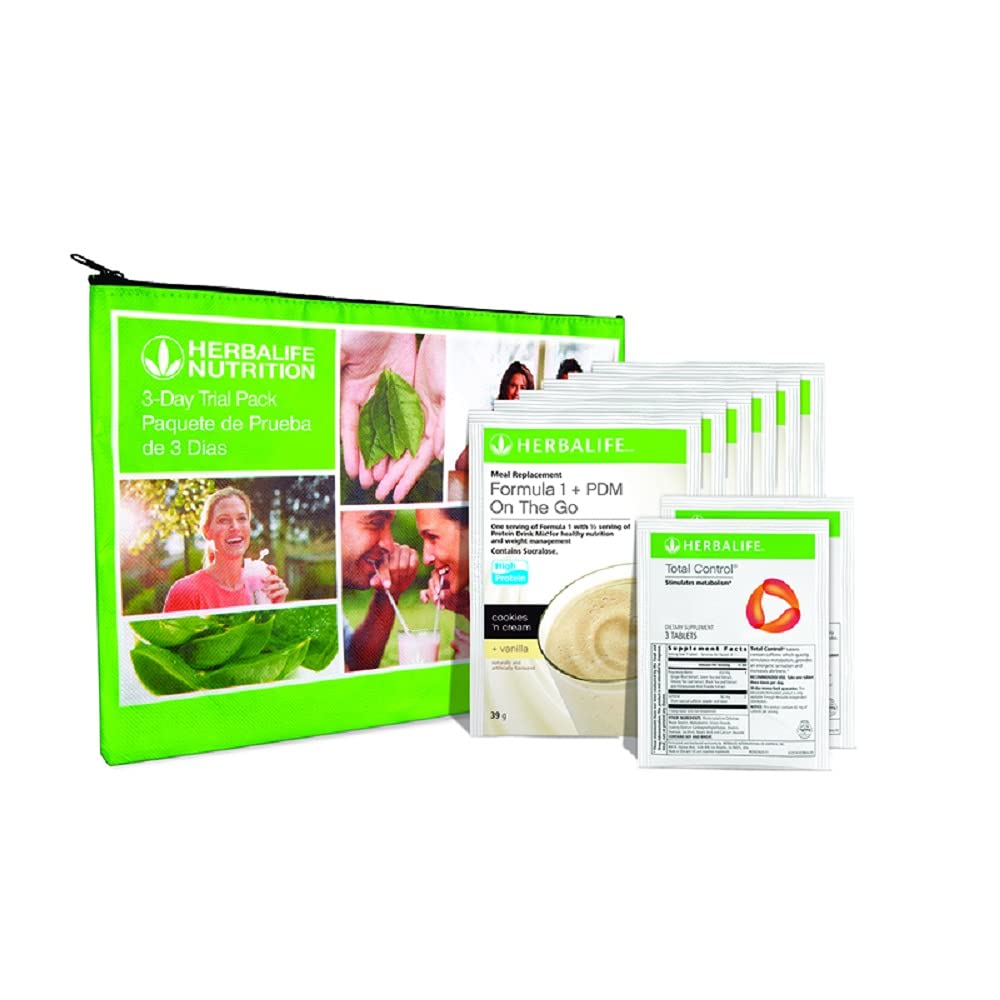 Herbalife HERBALIFE Trial Pack: Fórmula 1+PDM En el Proteína Go para la Energía y la Nutrición, Sostenga el hambre Satisfy, excelente fuente de fibra, aumenta la alerta con el control total, paquete de 8
