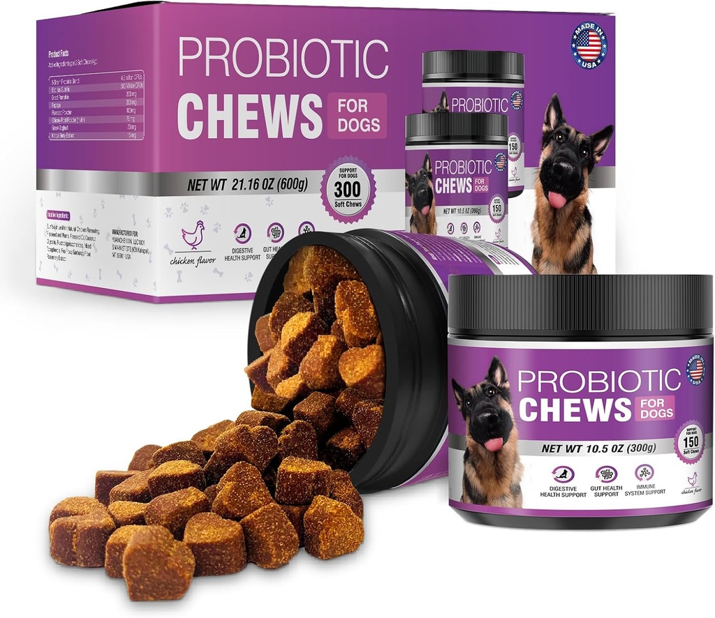 Probióticos para perros Píldoras probióticas y enzimas digestivas Prebióticas Salud Gut picante Probióticos picazón Diarrea Probióticos Suplementos de mordaza Canina Prebióticos de mascotas 200 Tablas naturales blandas
