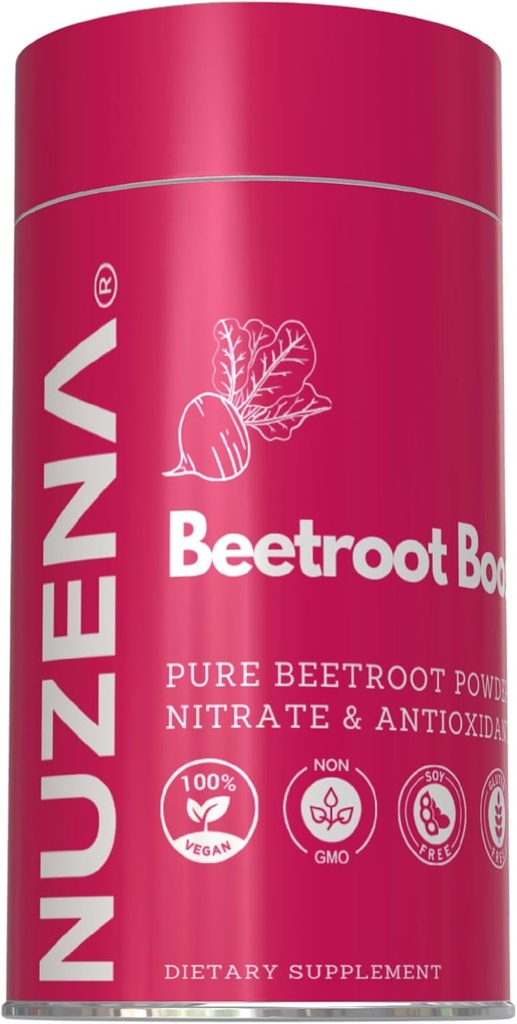 Nuzena Beetroot Boost + 1300 mg Ø Pack of 60 Beta Vulgaris Beet Powder Capsules  Made in USA Vegan, Non-GMO &amp; Gluten Free Nitric Oxide Booster Beet Supplement durable Serving Size: 2 Capsules